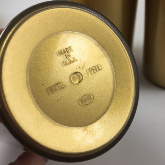 Vintage Insulated Plastic Tumblers Gold Black 5 Inches Tall NFC - Picture 2 of 3